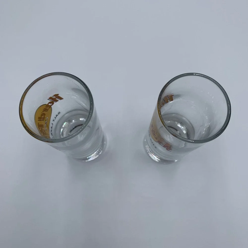 Hard Rock Cafe Shot Glass Set Salt‎ Lake City Clear Excellent Tall Shooter 2pc
